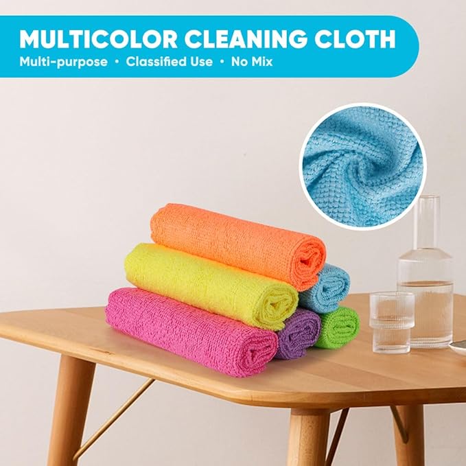 Orighty Microfiber Cleaning Cloth, 24 Pack Highly Absorbent Cleaning Rags, Household Cleaning Supplies, Reusable Lint Free Cloths Microfiber Rag for House, Kitchen, Car Care, 12x11 inch