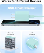 45W iPhone 16 15 Pro Max Charger Fast Charging 6FT/10 FT/10FT, Super Fast USB C Charger Block with Extra Long Type C Charging Cable, PD Quick Adapter 3.0 for iPhone 16 15/16e 15Pro/16 15 Plus-Green