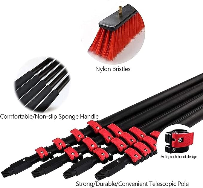 Telescopic Window Cleaning Pole with Water Fed Brush - Extendable Cleaner for Conservatory Roofs & Photovoltaic Panel Cleaning, Ideal for Trucks & Windows.,12FT/3.6M