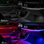 Acrylic Interior Car Ambient Lighting Kits, LED Strip Lights with Wireless APP, Neon Fiber Optic Lights Function LED Strip for Car with Music Modes (18 in 1)