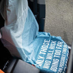 Gone For a Run Car Seat Towel Cover – Hooded Moisture-Wicking Microfiber Seat Protector – 30" x 60" – for Runners and Outdoor Enthusiasts – Only Those Who Risk Going Too Far