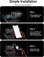 ZUCWO Mini Wireless CarPlay Adapter for Carplay and Android Auto 2-in-1 Mini USB Design for Cars, Plug and Play Converts Wired to Wireless CarPlay for iOS10+/Android 11+, Black