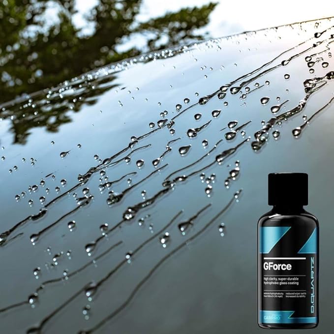 CARPRO DQUARTZ GForce Glass Coating - Windshield & Window Rain Repellent Glass Treatment Sealant Ceramic Coating for Crystal-Clear Vision - Super Durable Hydrophobic Slickness - (10mL w/Eraser)