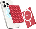 amBand Magnetic Sticky Phone Suction Grip for MagSafe, Removable for Wireless Charging, Durable Magnet Silicone Portable Mount Stand for iPhone 12 13 14 15 16 17, Hands-Free Video/Selfie, Cherry Red