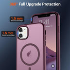 SUPFINE Magnetic for iPhone 11 Phone Case (Compatible with MagSafe)(Military Grade Drop Protection) Translucent Matte Shockproof Phone Case,Wine Red