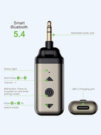 HVMLAK Air88 Bluetooth 5.4 Aux Adapter, 180° Swivel 3.5mm Jack Receiver for Car Home Stereo, Handsfree Calls, 12 Hours Battery, HiFi Sound, Solid Metal Case