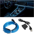EL Wire LED Strip Lights, USB Auto Neon Light Strip with Sewing Edge, 16FT Electroluminescent Ambient Lighting Kit with Fuse Protection, Car Decoration Accessory (Blue/16FT)