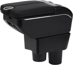 AULPHIKE Compatible with Nissan Versa Armrest 2012-2019 Car Center Console Organizer Armrests Double Door Storage with USB Ports（Black Style）