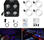 AMKI Updated 4Color Twinkle 36w Starlight Headliner Kits 400pcs 0.03in 9.8ft Fiber Optic Light Cable 4 Ports Starlight Box App/Remote Control Sound Mode for Car Home Ceiling Decoration