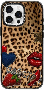 CASETiFY Impact iPhone 16 Pro Max Case [Slim/Compatible with Magsafe / 8.2 ft. 4X Military Grade Drop Protection] - Patched Cheetah - Clear Black