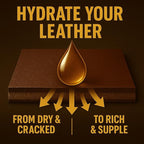 Leather Oil Conditioner with Applicator & Cloth – All-Natural Deep Conditioning Oil for Saddles, Furniture, Bags, Belts & Leather Gear – 8.45oz Restorative Oil for Dry, Cracked Leather