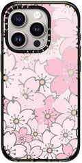CASETiFY Impact Case for iPhone 15 Pro [8.2ft 4X Military Grade Drop Protection/Compatible with Magsafe] - Pink Sakura Bloom - Clear Black