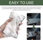 2PCS Car Interior Scrubbing Sponge, Scrub Pads Car Detailing, 5.9'' x 3.5'' Microfiber Auto Interior Cleaning Scrub Applicator, Auto Wash Sponge Pad for Vehicles Leather Plastic (Gray White)