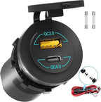 12V USB Outlet - 90W(Max) Dual Ports QC4.0 PD & Quick Charge3.0 Car Charger Socket with LED Indicator - Waterproof USB C Port for Car Boat Marine Motorcycle RV Truck ATV Golf Cart