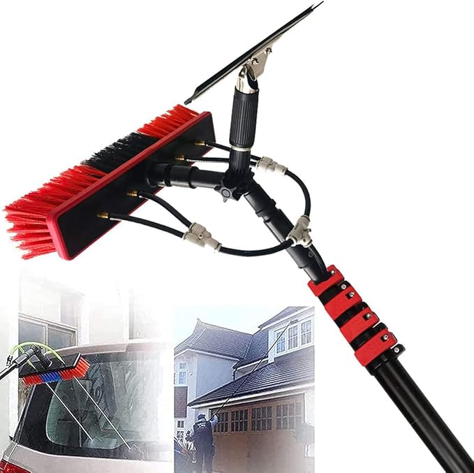 Cleaning Brush, Water Fed Telescopic Brush with Extension Pole 3.6m-10.8m, High-Altitude Window Cleaning Brush, for Outdoor Washing Equipment Tool 5.4m/18ft (10.8m/36ft)