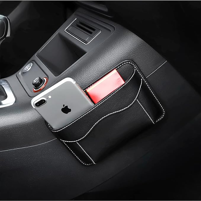 Moly Magnolia Car Seat Side Pocket Organizer, American Flag PU Leather Storage Bag, Pen Phone Holder Tray Pouch Seat Gap Filler, Interior Accessories for Auto Door Window Console (MultiColor/Flag)