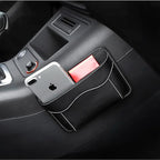 Moly Magnolia Car Seat Side Pocket Organizer, American Flag PU Leather Storage Bag, Pen Phone Holder Tray Pouch Seat Gap Filler, Interior Accessories for Auto Door Window Console (Black/Flag)
