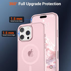 SUPFINE Magnetic for iPhone 16 Pro Max Case with Screen Protector (Compatible with MagSafe) (Military Grade Drop Protection) Translucent Matte Shockproof Phone Cover,Light Pink