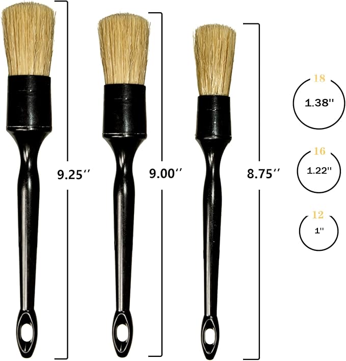 Car Detailing Brushes Set for Cleaning Car Wheel Rim, 3 Pack Automotive Cleaning Brushes Set Wet & Dry Use Scratch Free for Interior Exterior, Leather, Emblem, Wheel, Tire Nut