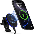 15W Magnetic Car Mount Wireless Charger for Samsung Galaxy S26 Ultra S25FE Z Fold7/Flip7 S24 S23Plus S22 S21 iPhone 17e 17 Pro Max 16e 16Plus 15,MagSafe Wireless Charger Air Vent Auto Car Phone Holder