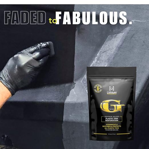 Lithium Plastic Trim Restoration Kit - Ceramic Graphene Infused Trim Cubes - Restores Even The Most Damaged Car Plastic Trim to Factory New Look - Last for 250 Washes Guaranteed