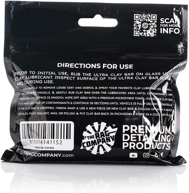The Rag Company - Ultra Clay Bar - Medium Grade Automotive Detailing Clay Bar for Decontamination of Car Paint, Glass & Moldings