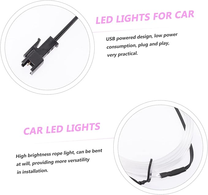 Luxshiny 2pcs Car Led Lights for Interior Ambient Lighting Kit Under High Brightness USB Powered Easy Installation