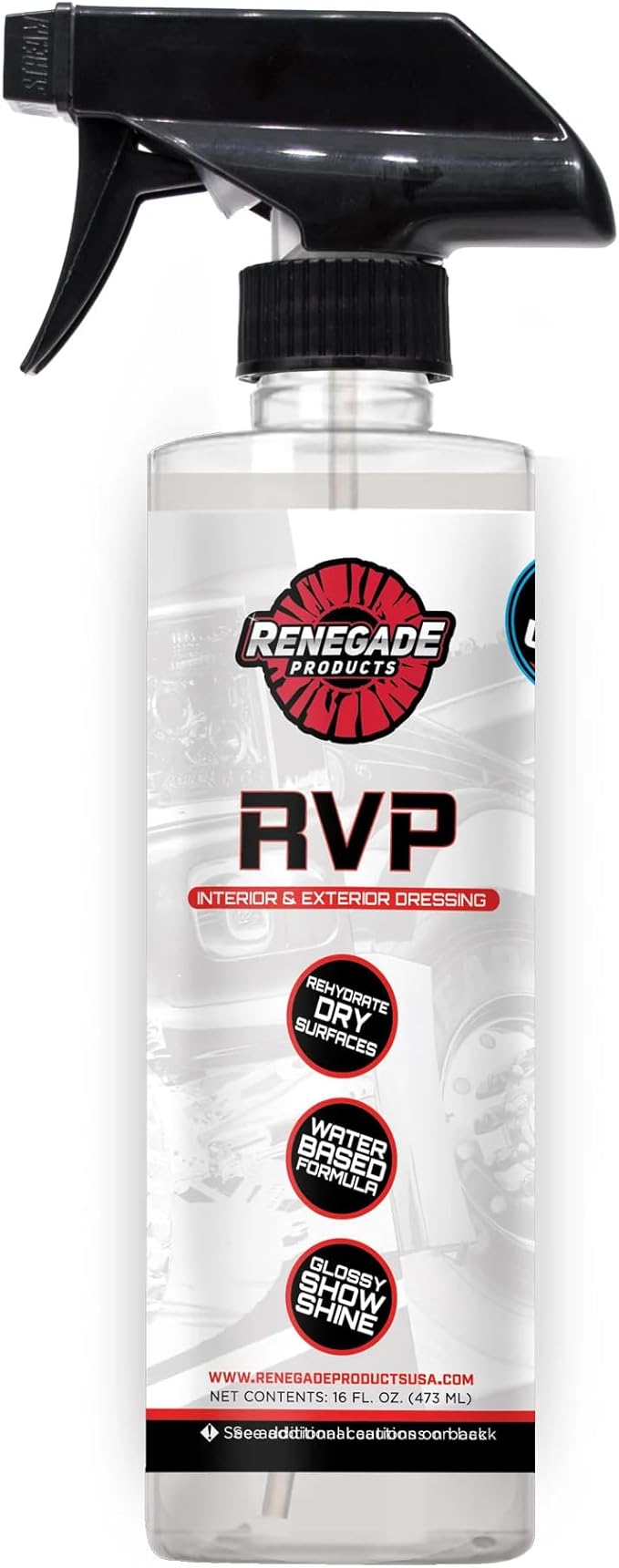 Renegade Products RVP - Water-Based Rubber, Vinyl & Plastic Dressing | Interior & Exterior Protectant for Tires, Trim & Dash with Glossy Show Shine Finish (16 oz / 1 Gallon) (16 OZ)