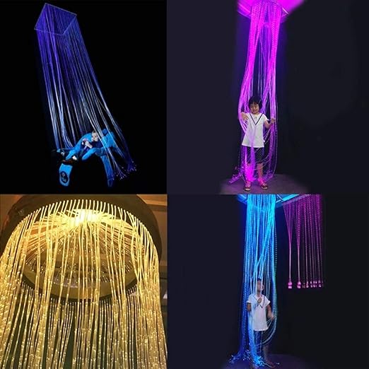 AZIMOM 200pcs 0.04in 9.8ft PMMA Plastic Flash Point Fiber Optic Strands Side Glow Curtain Waterfall Optical Fiber Cables for LED Light Engine Driver Source Decoration