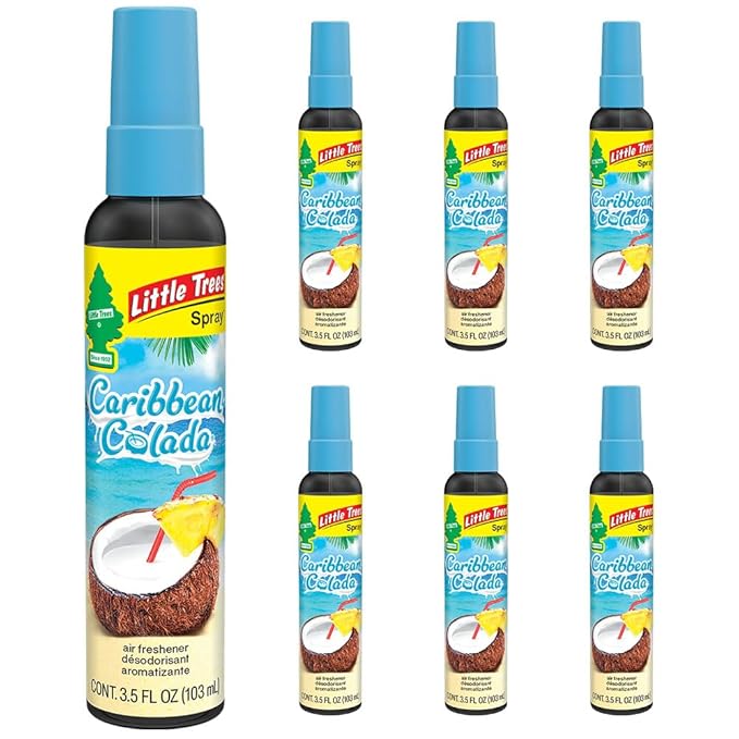 LITTLE TREES Car Air Freshener | Spray Provides a Long-Lasting Scent for Auto or Home | On-the-go Freshness | Caribbean Colada, 6 Air Fresheners