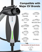 SEGUMA Level 1/2 EV Charger, 16Amp Electric Car Charger 25FT Cable with NEMA 6-20 Plug and NEMA 5-15 Adapter, Home Mobile EV Charging Station for J1772 BEVs/PHEVs 110V-240V(Black)