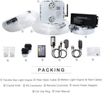 AKEPO 32W APP Twinkle Meteor Dual Head Fiber Optic Lights Kit, Car Home Use Music Activated Star Ceiling Sky Light, Shooting Star+2000pcs 16.4ft/5m 0.03in/0.75mm Optical Fiber Cable+28key remote