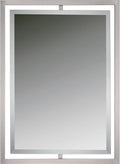 Quoizel Marcos Rectangular Wall Mirror, 32 x 24 Inch Brushed Nickel Decorative Small Mirror, Horizontal/Vertical, Modern Framed Mirror for Bedroom, Bath, Vanity, Over Sink, Living Room or Hallway