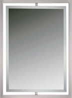 Quoizel Marcos Rectangular Wall Mirror, 32 x 24 Inch Brushed Nickel Decorative Small Mirror, Horizontal/Vertical, Modern Framed Mirror for Bedroom, Bath, Vanity, Over Sink, Living Room or Hallway