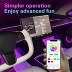 Car LED Interior Strip Lights, TEKSHINNY RGB Car Interior LED Light Wireless APP Button Remote Control, 5 in 1 Fiber Optic Ambient Lighting Kit with 236 Inches, EL Wire Lights for Car Inside