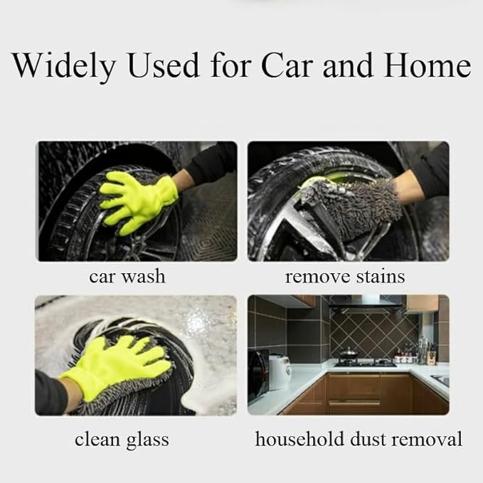 PENINSULA LOVE 2 PCS Car Wash Mitts 5-Finger Microfiber Cleaning Mitt for Cars Double-Sided Dusting Gloves Scratch-Free Auto Interior Exterior Washing Gloves