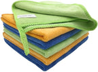 Microfiber Cleaning Cloth for Kitchen Housekeeping Dish Electronics Dust Rags Thick Lint Free Car Wash DryingTowel (12"x12") Green/Blue/Orange -6 Pack