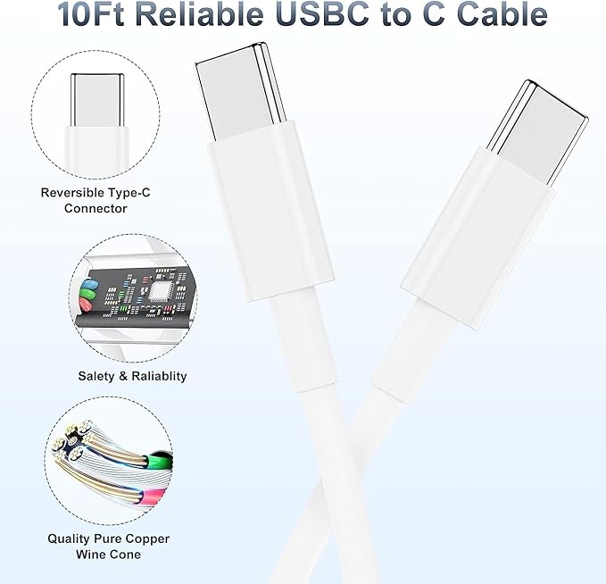 𝟐𝐏𝐚𝐜𝐤 𝟰𝟱𝗪 iPhone 17 16 15 Fast Charger,USB C Charging Block and 10ft Type C to C Cable Cord Long for Apple iPhone 17 Pro Max/17 Air/16 Pro/15 Plus/iPad/mini, Wall Plug Power Adapter Cube Brick