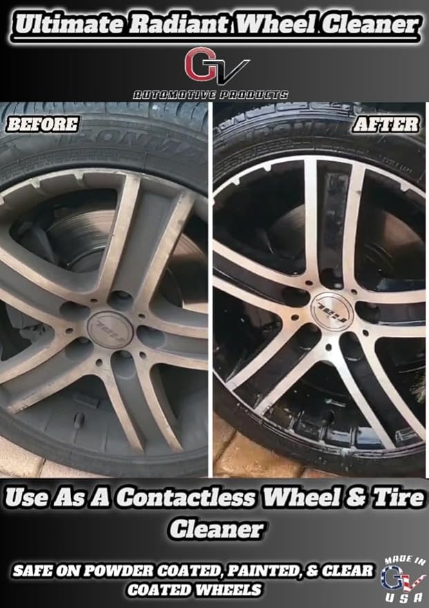 Ultimate Radiant Wheel Cleaner, Professional Grade Non-Acid Car Rim and Brake Dust Cleaner, Safe for Chrome, 3-Piece Wheels, High Shine Wheel & Rim Detail Spray, Made in USA, 1 Gallon