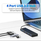 USB 3.0 Hub, 4 Ports USB A Splitter Ultra Slim Mini USB Expander, Multiple USB Hub for Laptop, PC, Xbox, Flash Drive, HDD, Console, Printer, Camera, Keyborad, Mouse and More, Black