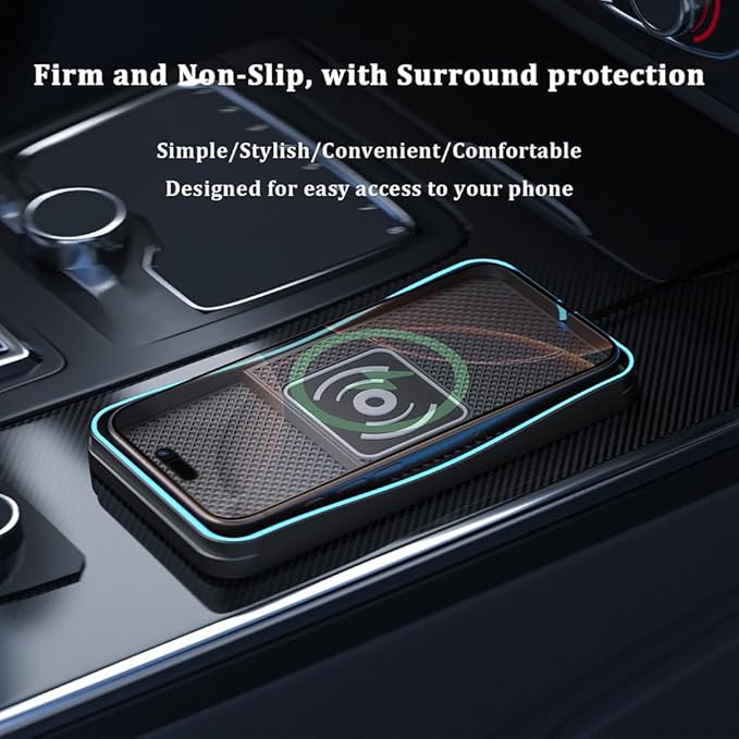 Car Wireless Charger Pad for Nissan Z 2023-2026, Type-C/USB 20W Fast Wireless Car Charger Pad Non-Slip Cordless Charging Mat,A-30cm Cable Type-C Plug