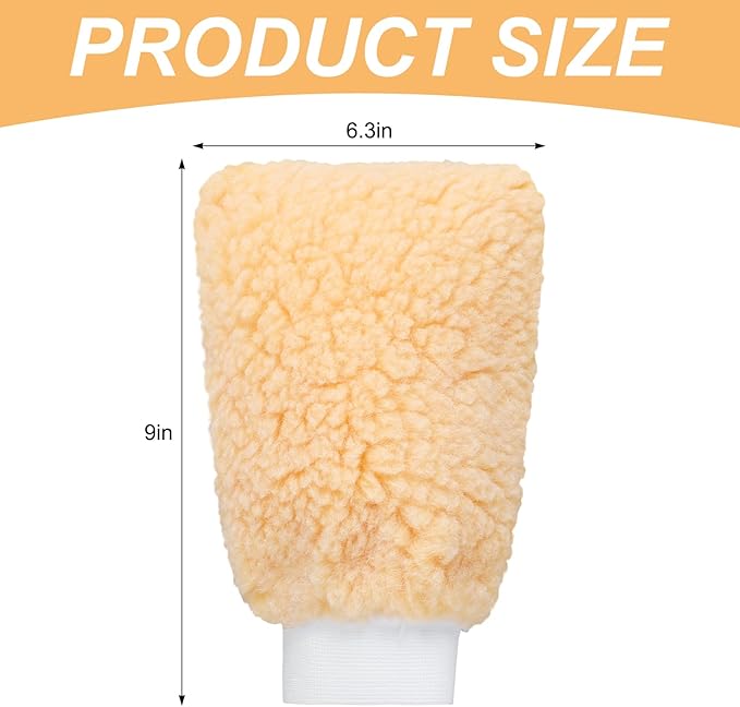 6 Pack Wool Car Wash Mitt, 9 x 6.3 Lambswool Wash Mitt Soft Imitation Professional Wool Cleaning Gloves for Car Detailing House Dusting Home Surface Care, Yellow & White