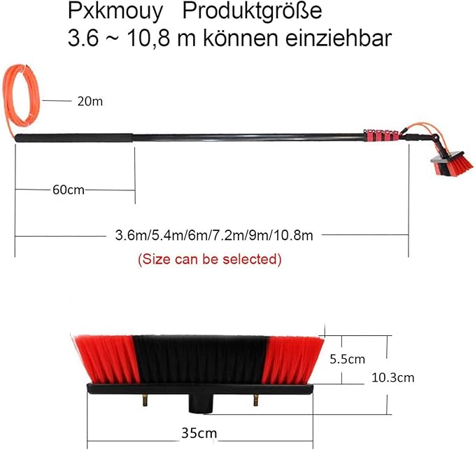 Telescopic Rod Window Cleaning Water Guide, Telescopic Wash Brush Telescopic Rod, PV Tool Cleaning Device, Wash Brush, Window Cleaner,6M