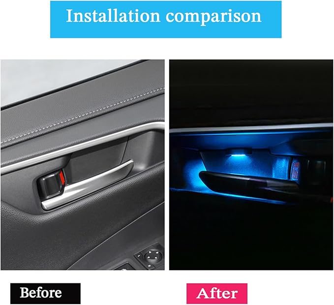 Door Bowl Light Fit for Toyota RAV4 2019 2020 2021 Inner Door Handle Accessories Bowl Shape LED Light Ambient Light Interior 4 pcs (Blue)