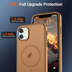 SUPFINE Magnetic for iPhone 11 Phone Case(Compatible with MagSafe)(Military Grade Drop Protection) Slim Translucent Matte Shockproof with Anti-Fingerprint Phone Case,Brown