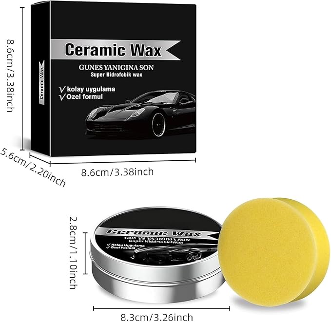 Titanium Ceramic Wax Cream, Strong Protection Car Coating Polishing Wax, Waterproof Formula with Graphene, for All Vehicle Types (3 Pcs)