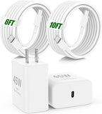 45W iPhone 17 16 15 Pro Max Charger Fast Charging,2Pack USB C Fast Charger Block with Long 10/6.6FT C to C Cable for Apple 17 Pro Max/16 Pro/15/iPad 13th,for Samsung S24 S25 Ultra