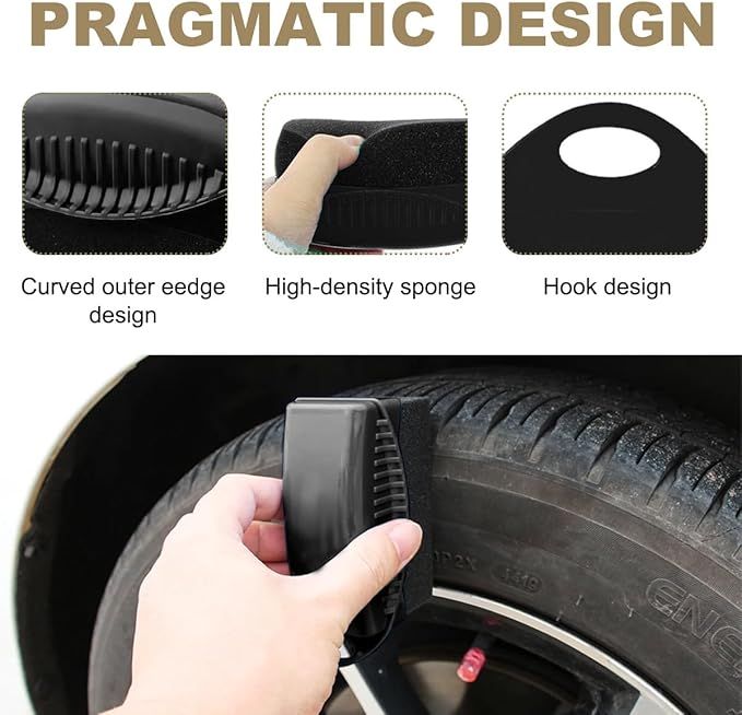 Ohleats 2 PCS Tire Dressing Applicator, Wheel Dressing Tire Shine Applicator Pad with Lid, Reusable Wheel Detailing Foam Tire Waxing Wipe Polishing Sponge, Universal Car Accessories (Black)