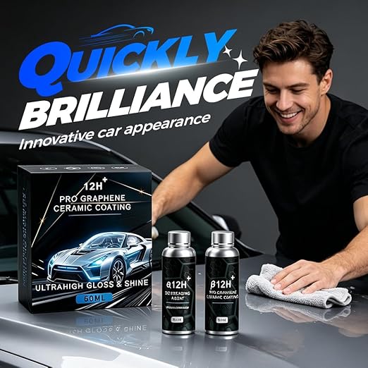 Ceramic Car Coating Kit - Crystal Serum,100ML Advanced Graphene Ceramic Coating, 9H Hardness Graphene Coating for Auto Car Detailing, Gloss Hydrophobicity Anti Scratch (Black A 3 Set)