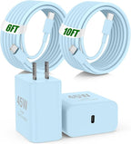 45W Super Fast Charger Type C for Samsung,2Pack USB C Fast Charging Block with 10/6FT Type C Charging Cord for Samsung Galaxy S24/S23/S22,Android,Galaxy Tablet,iPhone 17 16 Pro Max-Blue